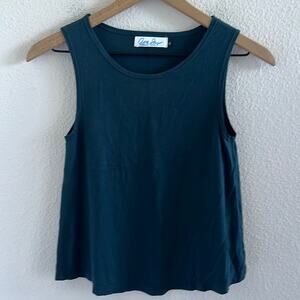 Ava Sky Fighting Eel Stretch Teal Tank Top Blouse Shirt Hawaii Aloha XS